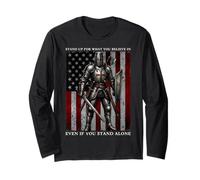 Gráfico de la Bandera de Estados Unidos Templar Knight Crusader Manga Larga