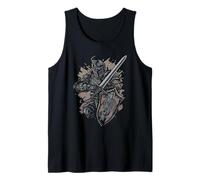 Gráfico de la Feria Renacentista con armadura de caballero medieval, escudo de espada Camiseta sin Mangas