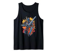 Gráfico de la Feria Renacentista con armadura de caballero medieval, escudo de espada Camiseta sin Mangas