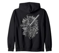 Gráfico de la Feria Renacentista con armadura de caballero medieval, escudo de espada Sudadera con Capucha