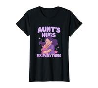 Gráfico de Letras en Forma de corazón con Forma de Burbuja Aunt Hugs Fix Everything Camiseta