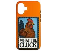 Gráfico de lo que dice el pollo divertido de Cluck para granja Carcasa para iPhone 16