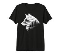 Gráfico de Lobo y Lobo | Bosque y Vida Silvestre, Wolf Silhoutte Camiseta Premium
