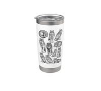 Gráfico de lobos retro con estilo de tatuaje vintage de los años 90 de Wolf Y2K Vaso térmico de acero inoxidable de doble pared