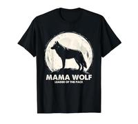 Gráfico de Luna Llena de Mama Wolf Leader of The Pack Camiseta gráfica económica, Hombre, Negro, S