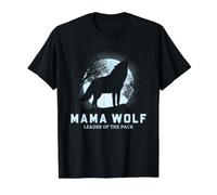 Gráfico de Luna Llena de Mama Wolf Leader of The Pack Camiseta gráfica económica, Hombre, Negro, S