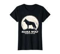 Gráfico de Luna Llena de Mama Wolf Leader of The Pack Camiseta gráfica económica, Mujer, Negro, S