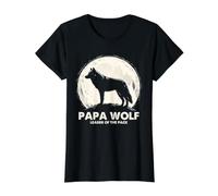 Gráfico de Luna Llena de Papa Wolf Leader of The Pack Camiseta gráfica económica, Mujer, Negro, S