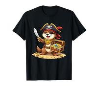 Gráfico de Mascota del Tesoro de Nutria Pirata Camiseta