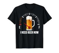 Gráfico de medidores de Combustible de Tanque vacío I Need Beer Now Camiseta gráfica económica, Hombre, Negro, XL