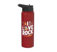 Gráfico de micrófono de guitarra I Love Rock Music Stainless Steel Insulated Water Bottle