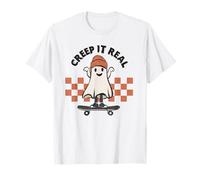 Gráfico de monopatín Creep It Real Skater Ghost, Retro, para Halloween Camiseta