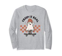 Gráfico de monopatín Creep It Real Skater Ghost, Retro, para Halloween Manga Larga