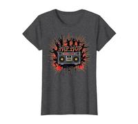 Gráfico de música Urbana Retro Boombox de Cultura Hip Hop Camiseta, Mujer, Jaspeado Oscuro, S