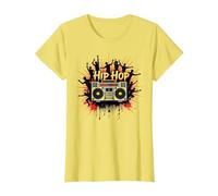 Gráfico de música Urbana Retro Boombox de Cultura Hip Hop Camiseta, Mujer, Limón, XXL