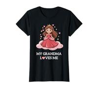 Gráfico de My Grandma Loves Me Lindo Princess Cloud Hearts Camiseta