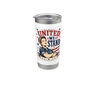 Gráfico de orgullo estadounidense vintage de United We Stand Patriotic Woman Vaso térmico de acero inoxidable de doble pared