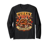 Gráfico de otoño con la Mascota de Turkey Trot Thanksgiving Run Runner Manga Larga