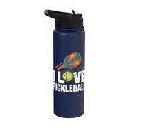 Gráfico de paleta y pelota I Love Pickleball Stainless Steel Insulated Water Bottle