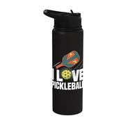 Gráfico de paleta y pelota I Love Pickleball Stainless Steel Insulated Water Bottle