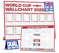 Gráfico de Pared de la Copa Mundial 2026 | Cartel de Fútbol de la Copa Mundial 2026 de Tamaño A1 con Fixture, Fechas, Horarios de Inicio, Estadios y Ciudades Anfitrionas del Reino Unido | Gráfico de