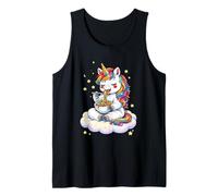 Gráfico de Pasta de Espaguetis arcoíris con Unicornio Chibi Camiseta sin Mangas