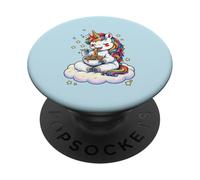 Gráfico de Pasta de Espaguetis arcoíris con Unicornio Chibi PopSockets PopGrip Adhesivo