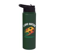 Gráfico de pelota vibrante I Love Soccer Stainless Steel Insulated Water Bottle