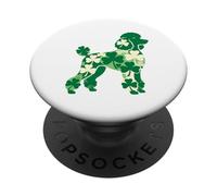 Gráfico de Perro trébol Verde Silueta caniche trébol Verde PopSockets PopGrip Adhesivo