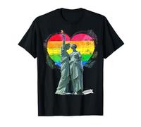 Gráfico de Pride Liberty & Justice Rainbow Heart Equality Camiseta