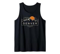 Gráfico de Puesta de Sol de Las montañas de Denver, Colorado, Estilo Vintage Camiseta sin Mangas