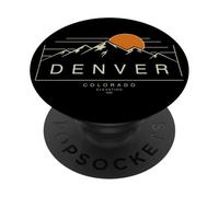 Gráfico de Puesta de Sol de Las montañas de Denver, Colorado, Estilo Vintage PopSockets PopGrip Adhesivo