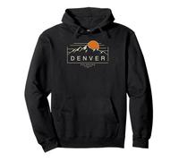 Gráfico de Puesta de Sol de Las montañas de Denver, Colorado, Estilo Vintage Sudadera con Capucha