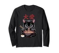 Gráfico de Ramen de Gato Divertido - Estilo japonés de Anime Manga Larga