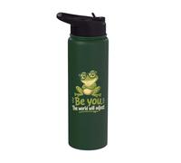 Gráfico de rana con gafas Be You The World Will Adjust Stainless Steel Insulated Water Bottle