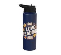 Gráfico de ratón de biblioteca I Love Reading Enthusiast Stainless Steel Insulated Water Bottle