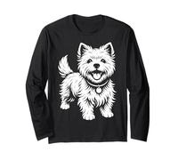 Gráfico de Retrato de Perro West Highland Terrier Line Art Manga Larga