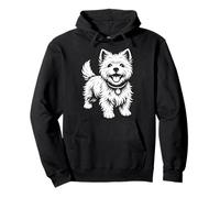 Gráfico de Retrato de Perro West Highland Terrier Line Art Sudadera con Capucha