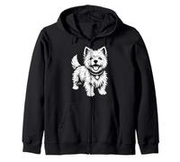 Gráfico de Retrato de Perro West Highland Terrier Line Art Sudadera con Capucha