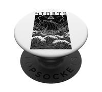Gráfico de runas de la mitología nórdica Antigua de Viking Warrior Ship Storm PopSockets PopGrip Adhesivo