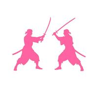 Gráfico de siluetas de lucha con espadas samuráis Pegatinas de grabado 60.8x82.2cm Embellecimiento de paredes Rosa