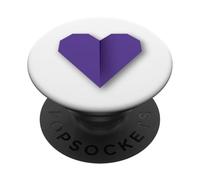 Gráfico de símbolo de Amor Estilo Origami en Forma de corazón Morado PopSockets PopGrip Adhesivo