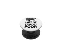 Gráfico de Sorry I'm Late, I Had To Poop Frog On A Toilet PopSockets PopGrip Adhesivo
