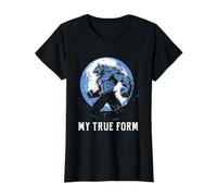 Gráfico de transformación de Luna Llena de Hombre Lobo Camiseta gráfica económica, Mujer, Negro, L