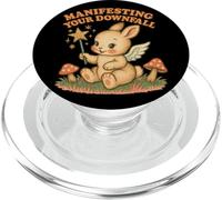 Gráfico de un lindo conejito malvado que manifiesta tu caída PopSockets PopGrip para MagSafe