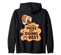 Gráfico de un Poco de lío Pero Haciendo mi Mejor café derramado Sudadera con Capucha