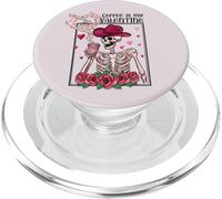 Gráfico de Vaquero Esqueleto Coffee Is My Valentine PopSockets PopGrip para MagSafe