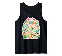 Gráfico de Viaje de Barrios Estilo Mapa de Austin Texas Camiseta sin Mangas