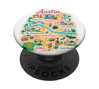 Gráfico de Viaje de Barrios Estilo Mapa de Austin Texas PopSockets PopGrip Adhesivo