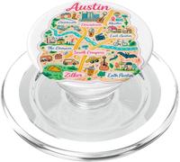 Gráfico de Viaje de Barrios Estilo Mapa de Austin Texas PopSockets PopGrip para MagSafe